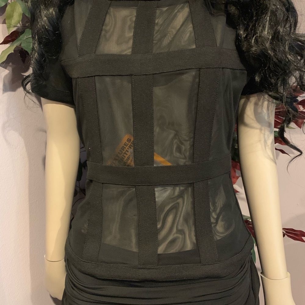 Women sheer Black Mesh Detail Top